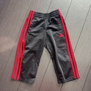 Adidas Kids Black Sweatpants with Red Accents